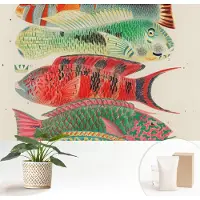 Wallfluent Fotobehang - Groente Vliesbehang - 152x104 cm - Exotische Vissen Muurschildering - Slaapkamer behang Dieren - Fotobehang Vlies - Gang behang