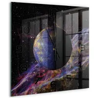 Tulup Wandklok - Kwik Moderne Wandklok Glas - 60x60 cm - Veelkleurig Wandklok Glas Decoratie - Zwarte handen - Vierkante Klok - Glazen Wandklok Design - Klok Glas Met Opdruk
