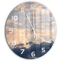Tulup Wandklok - Wolken aan de hemel Glazen Wandklok Design - fi60 cm - Blauw Klok Glas Met Opdruk - Witte handen - Ronde Klok - Wandklok Glas Met Motief - Decoratieve Glazen Klok