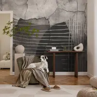 Coloray Vliesbehang - Grijs Snellijm Behang - 250x104 cm - Abstracte Lijnen Fotobehang Vlies - Woonkamer behang Abstractie - Muurschildering - Hal behang