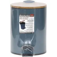Tendance Badkamer prullenbak/afvalbak Bamboo vibe - soft close - petrol - 3 liter - metaal