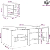vidaXL Hemelbed met kast, 3 stuks, zwart, houtvezel