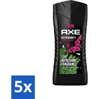 Axe 5 x - 3-in-1 Douchegel - Wild Bergamot & Pink Pepper - 100% Plantaardig - 250 ml - Voordeelverpakking - 5 stuks