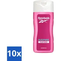 Reebok 10 x - Inspire Your Mind - Douchegel - 400 ml - Voordeelverpakking - 10 stuks