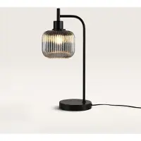 LUSENZ Virello - Tafellamp Smoke glas 45 cm - Zwart Metaal - Vintage tafellamp - Dressoir lamp - E27 fitting - Met aan/uit-schakelaar