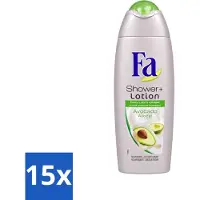 Fa 15 x - Douchecrème Met Lotion - Avocado - 250 ml - Voordeelverpakking - 15 stuks