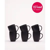 Vtwonen - Basic - Set van 6 - Mokken met Oor - Mat Zwart - Porselein - 275ml