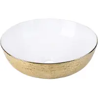 Differnz Snake Waskom - Opbouw Wastafel - Keramiek - Rechthoekig Ontwerp - Ø 40 cm - Hoogte 13,5 cm - Goud/Wit - Moderne Uitstraling Voor Badkamers - 2 Jaar Garantie