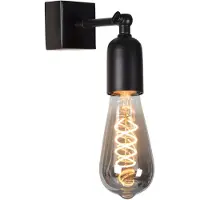 Atmooz Dora wandlamp voor binnen – E27 – Industrieel design – Geschikt voor woon- of slaapkamer – Zwart – Hoogte 12 cm – Metaal