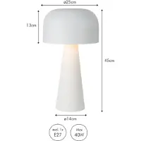 Atmooz Mush – Tafellamp – E27 – Wit – Vorm van een paddenstoel – 25 x 45 x 25 cm – Metaal