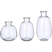 Mica Decorations 3x Fles vaas Gina transparant glas in set - Home Deco vazen - Woonaccessoires