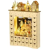 HOMCOM Kerst Adventskalender Meerlaagsplaat 36L x 9B x 52H cm Natuurhout