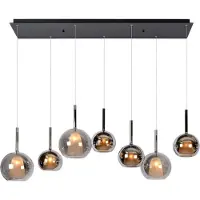 Atmooz Saigon hanglamp – 7 lichtpunten (4 x Ø 13 cm, 3 x Ø 20 cm) – Glas – Mat aan de binnenkant – Glanzende, rookgrijze buitenkant