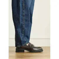 Manfield - Dames - Bruine leren loafers met gouden chain - Maat 37