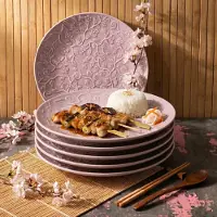 Lubiana Hanami Lavendel Dinerborden 27cm - Set van 6 - Bloemig Relief