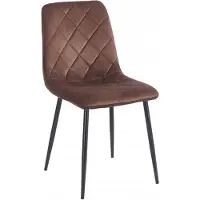 FurniTex Riviera 26 - Eetkamerstoel - Mokkabruin fluweel - Zwarte metalen poten