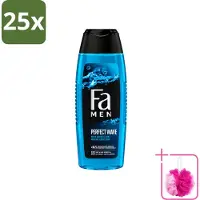 Fa 25 x Men - Perfect Wave - 2 in 1 Douchegel & Shampoo - Menthol - 250 ml - Bulkverpakking - Douchegel en shampoo voor mannen - Douchemop - Menthol geur