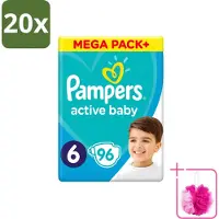 Pampers 20 x - Active Baby - Luiers - Maat 6 (13-18 kg) - Extra Groot - 96 Luiers - Bulkverpakking - Luiers voor baby - Douchemop - Droge luiers