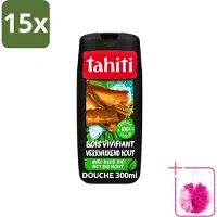 Tahiti 15 x - Douchegel - Verkwikkend Bio Hout - 100% Vegan - 300 ml - Bulkverpakking - Douchegel - Douchemop - Houtgeur