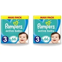 Pampers 2 x – Luiers – Active Baby Dry Maat 3 – 66 Luiers - Voordeelverpakking - 2 stuks