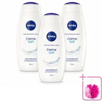 Nivea 3 x - Douchecrème - Zacht - Huidbeschermend - Amandelolie - 500 ml - Bulkverpakking - Douchecrème - Douchemop - Huid verzorgen