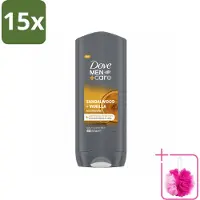 Dove 15 x – Douchegel – Men+Care Sandalwood & Vanilla – 400 ml - Bulkverpakking - Douchegel mannen - Douchemop - Reiniging mannenhuid