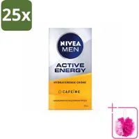 Nivea 25 x MEN - Active Energy - Gezichtscrème met Cafeïne - 50 ml - Bulkverpakking - Gezichtscreme voor mannen - Douchemop - Energie voor huid