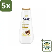 Dove 5 x Douchecrème - Nourishing Care - Arganolie - 400 ml - Wasstrips - Douchegel - Hydraterend - Voedend - Droge Huid - Arganolie