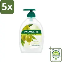 Palmolive 5 x - Milk & Olive - Handzeep Met Pomp - Verzorgend & Mild - 500 ml - Grootverpakking - Vaatwasstrips - Handzeep - Melk En Olijf - Natuurlijke Handzeep - Verzorgende Handzeep - Melkproteïnen