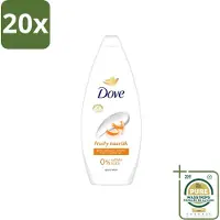 Dove 20 x Fruity Nourish - Douchegel - Sulfaatvrij - 250 ml - Wasstrips - Douchegel - Voedende Douchegel - Sulfaatvrije Douchegel - Fruitige Douchegel - Huidverzorging