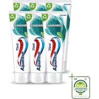 Aquafresh 6 x - Tandpasta - Coolmint - Verfrissende Adem - 75 ml - Grootverpakking - Vaatwasstrips - Tandpasta - Frisse Adem - Mondgezondheid - Suikerzuur - Gaatjes