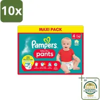 Pampers 10 x - Baby-Dry Pants - Luierbroekjes - Maat 4 (9-15 kg) - Extra Droog - 90 Luiers - Wasstrips - Baby Luier - Droge Luier - Luier 9-15 Kg - Luier Voor Baby - Luier Tegen Lekken