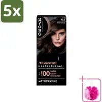 Syoss 5 x - Coloration 4-1 Middenbruin - Haarverf - Grijsdekking - Vermindert Haarbreuk - Bulkverpakking - Haarkleur - Douchemop - Haarkleuring