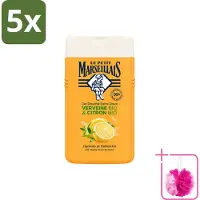 Le Petit Marseillais 5 x - Douchegel - Citroen & Verbena - Hydraterend - 250ml - Bulkverpakking - Douchegel citroen verbena - Douchemop - Hydraterende douchegel
