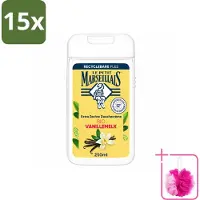 Le Petit Marseillais 15 x – Douchecrème – Lait de Vanille Bio – Extra zacht – 250 ml - Bulkverpakking - Douchecrème - Douchemop - Vanille