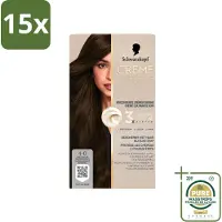 Schwarzkopf 15 x - Haarkleuring - Creme Supreme 4-0 - Natuurlijk Donkerbruin - 245g - Wasstrips - Haarkleuring - Permanent - Donkerbruin - Grijsdekking - Haarverzorging
