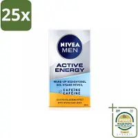 Nivea 25 x MEN - Active Energy - Wake-up Gezichtsgel met Cafeïne - 50 ml - Wasstrips - Mannen Gezichtsgel - Cafeïne Gezichtsgel - Energie Voor Huid - Wakker Worden Huid - Droge Huid Verzorging