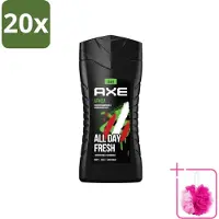 Axe 20 x - 3-in-1 Douchegel - Africa - Squeezed Mandarin & Sandalwood - 12hrs Long Lasting Scent - 250 ml - Bulkverpakking - Douchegel - Douchemop - Geur mandarijn en sandelhout