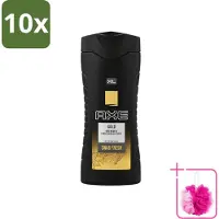 Axe 10 x XL - Douchegel - Gold - Oud Wood & Fresh Vanilla - Swag Fresh - 400 ml - Bulkverpakking - Douchegel - Douchemop - Geur