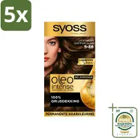 Syoss 5 x - Oleo Intense 5-86 - Haarverf - Permanente Haarkleuring - Lichtbruin - Langdurige Kleur - Wasstrips - Haarverf - Permanente Haarkleuring - Lichtbruin - Haarkleur - Haarverf Zonder Ammoniak