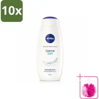 Nivea 10 x - Douchecrème - Zacht - Huidbeschermend - Amandelolie - 500 ml - Bulkverpakking - Douchecrème - Douchemop - Huid verzorgen