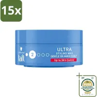 Taft 15 x - Ultra 2 - Styling Wax - Flexibele textuur - 75 ml - Wasstrips - Haartypen - Styling Wax - Flexibele Hold - Glanzend Haar - Vegan Haarproduct