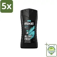 Axe 5 x - 3-in-1 Douchegel - Apollo - Sage & Cedarwood - 250 ml - Grootverpakking - Vaatwasstrips - Douchegel - Mannelijke Geur - 3-in-1 - Cederhout - Groen Fruit