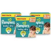 Pampers 3 x – Luiers – Baby-Dry Trio Pack Maat 3 (6-10 kg) – 156 Luiers - Voordeelverpakking - 3 stuks