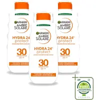 Garnier 3 x - Ambre Solaire - Hydraterende Zonnebrand Melk - SPF 30 - 200 ml - Grootverpakking - Vaatwasstrips - Zonnescherm - Zonnebrandmelk - Hydraterende Zonnebrandmelk - SPF 30 - Zonbescherming