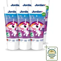 Jordan 6 x - Kids - Tandpasta - 0-5 jaar - Milde fruitsmaak - 50 ml - Wasstrips - Tandpasta Voor Kinderen - Tandpasta 0-5 Jaar - Melkgebit Bescherming - Kindertandpasta - Fluoride 1450 Ppm