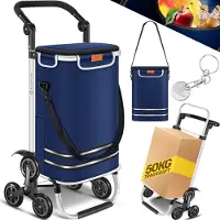 Kesser Boodschappentrolley met trapklimmer - opvouwbaar, 56 L met koelvak, tot 50 kg - Marineblauw