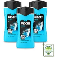 Axe 3 x - 3-in-1 Douchegel - Ice Chill - Icy Menthol - Insta Cool - 100% Plantaardig - 150 ml - Grootverpakking - Vaatwasstrips - Douchegel - Menthol - 3-in-1 - Frisheid - Onweerstaanbare Geur