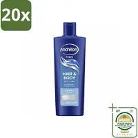 Andrélon 20 x – Shampoo – Hair & Body Men – 400 ml - Wasstrips - 2-in-1 Shampoo En Showergel - Haar En Huid Reinigen - Eucalyptus - Sandelhout - Mannelijke Geur