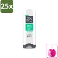 Dove 25 x Men+Care - Sensitive - Douchegel 3-in-1 - Verzorgend - 250 ml - Bulkverpakking - Gevoelige huid - Douchemop - Lichaamsgel